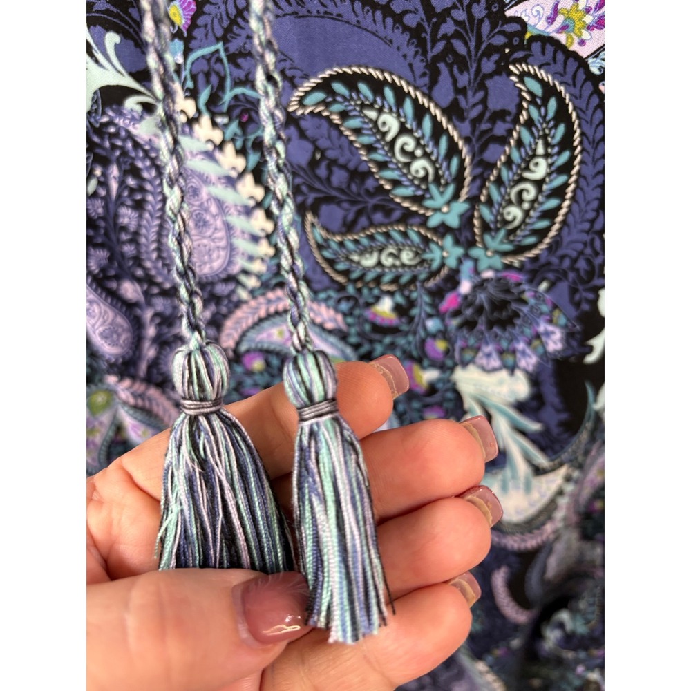J. Jill Womens XL Purple Paisley Rayon Tassel Split Neck Tunic Blouse - Picture 4 of 13